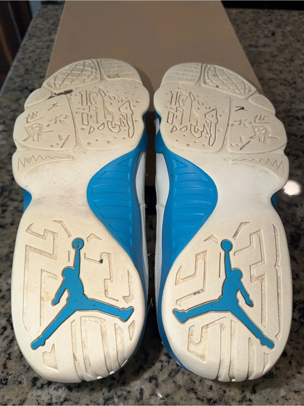 Size 9.5 Jordan 9 Retro Powder Blue SKU FQ8992-101 Used No Box No Insoles